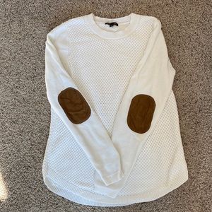 Cream elbow patch medium sweater